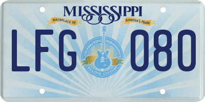 MS license plate LFG080