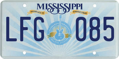 MS license plate LFG085