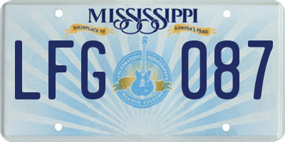 MS license plate LFG087