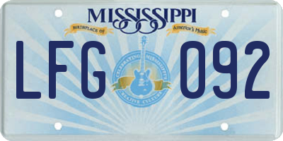 MS license plate LFG092