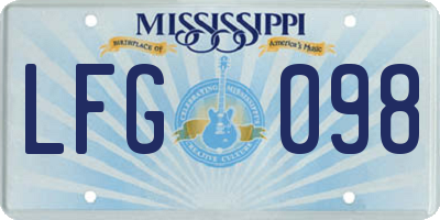 MS license plate LFG098