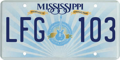 MS license plate LFG103