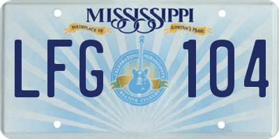 MS license plate LFG104