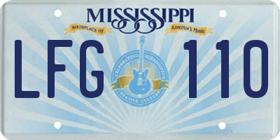 MS license plate LFG110