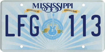 MS license plate LFG113