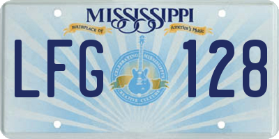 MS license plate LFG128
