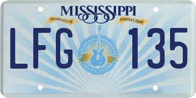 MS license plate LFG135