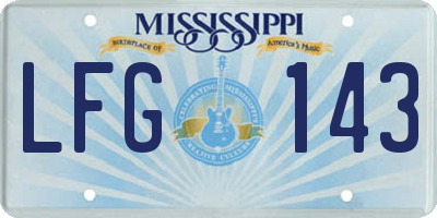 MS license plate LFG143