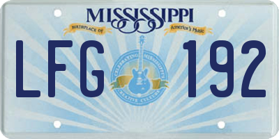 MS license plate LFG192