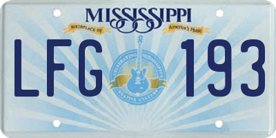 MS license plate LFG193