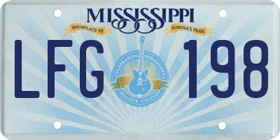 MS license plate LFG198