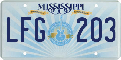 MS license plate LFG203