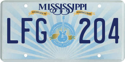 MS license plate LFG204