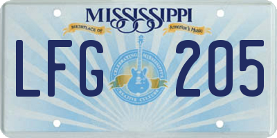 MS license plate LFG205