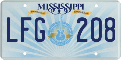 MS license plate LFG208