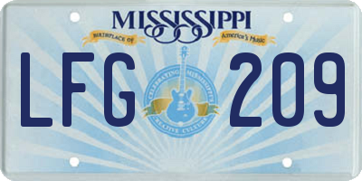 MS license plate LFG209