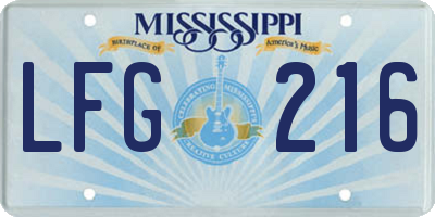 MS license plate LFG216