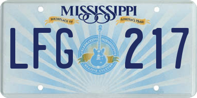 MS license plate LFG217