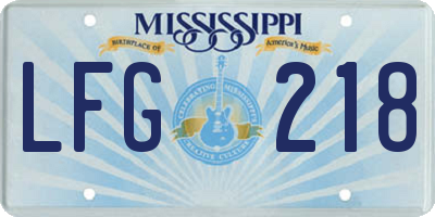 MS license plate LFG218