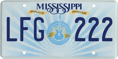 MS license plate LFG222