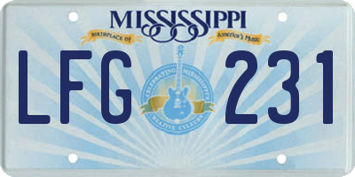 MS license plate LFG231