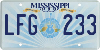 MS license plate LFG233