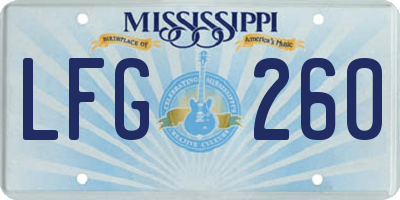 MS license plate LFG260