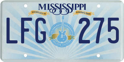 MS license plate LFG275