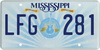 MS license plate LFG281
