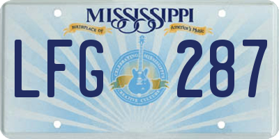 MS license plate LFG287