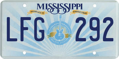 MS license plate LFG292