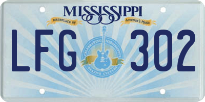 MS license plate LFG302