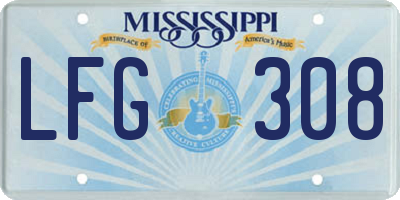 MS license plate LFG308