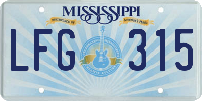 MS license plate LFG315