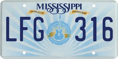 MS license plate LFG316