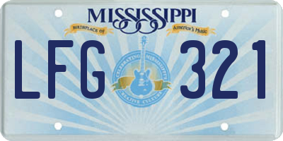 MS license plate LFG321