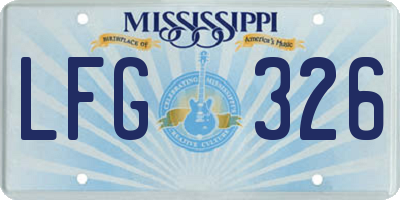 MS license plate LFG326