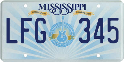 MS license plate LFG345