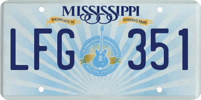 MS license plate LFG351