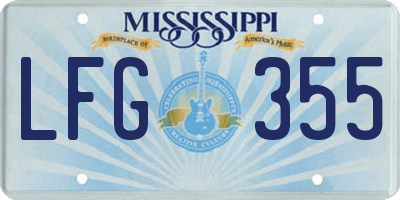 MS license plate LFG355