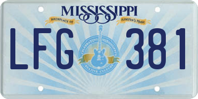 MS license plate LFG381