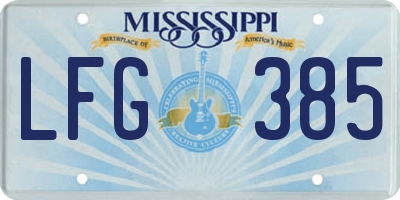 MS license plate LFG385