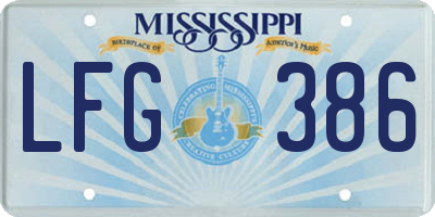 MS license plate LFG386