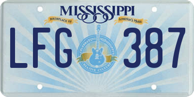 MS license plate LFG387