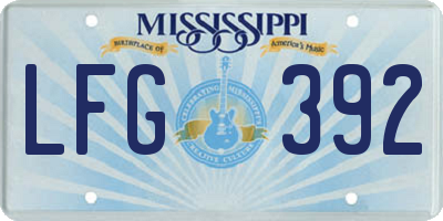 MS license plate LFG392