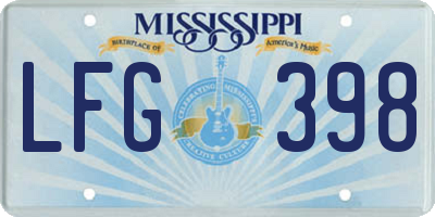 MS license plate LFG398