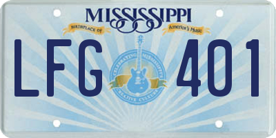 MS license plate LFG401