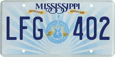 MS license plate LFG402