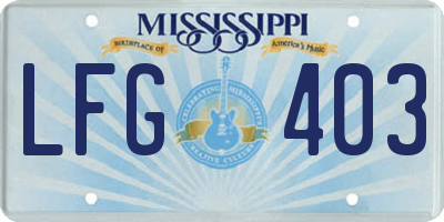 MS license plate LFG403