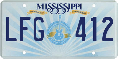 MS license plate LFG412